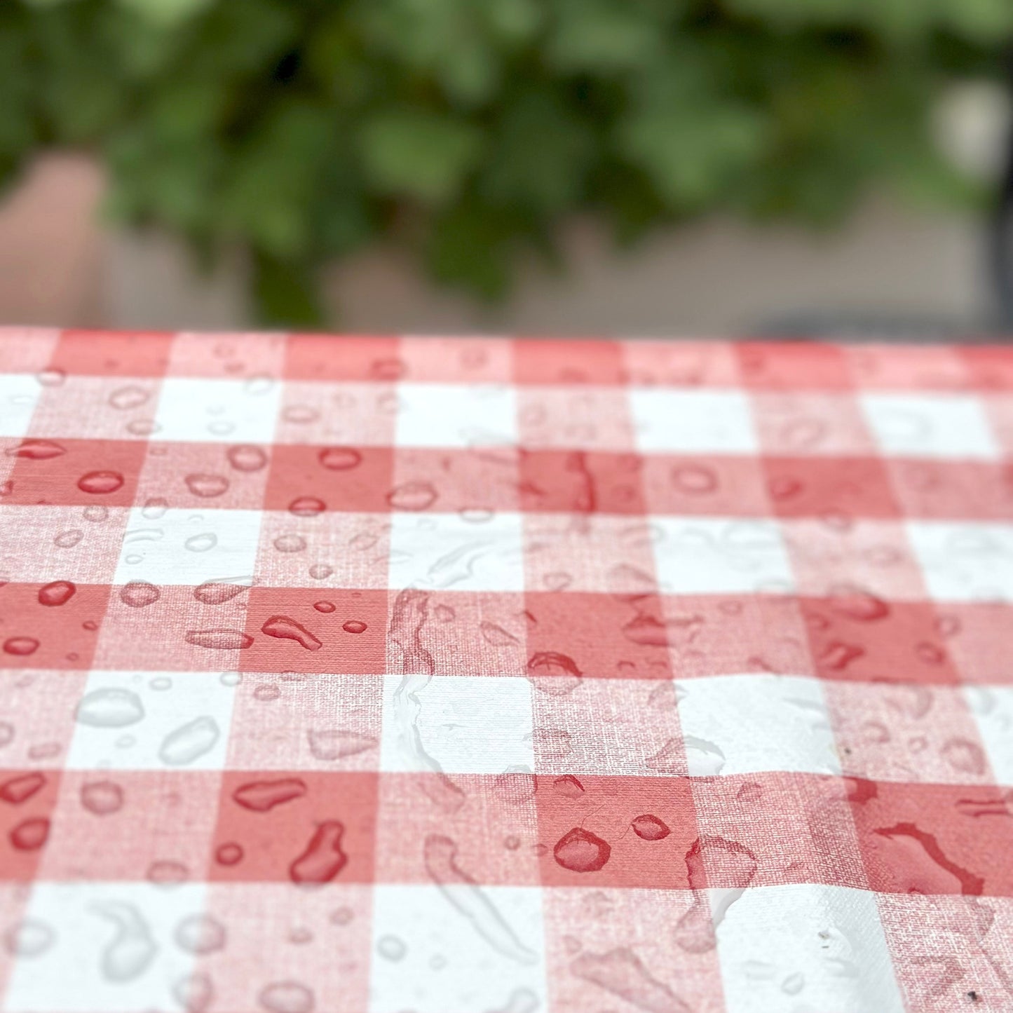 Gingham PVC tablecloth rain