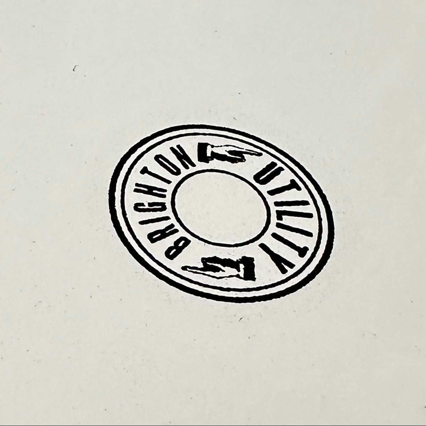 Utility Brighton logo on back of enamel dish