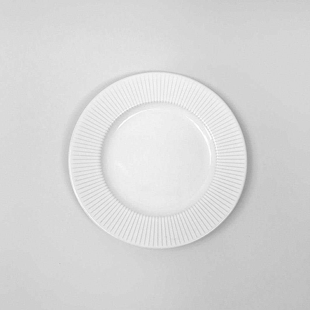 Ribbed off white plates