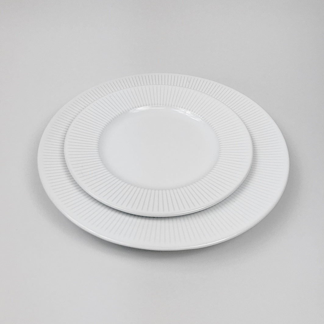 Ribbed off white plates