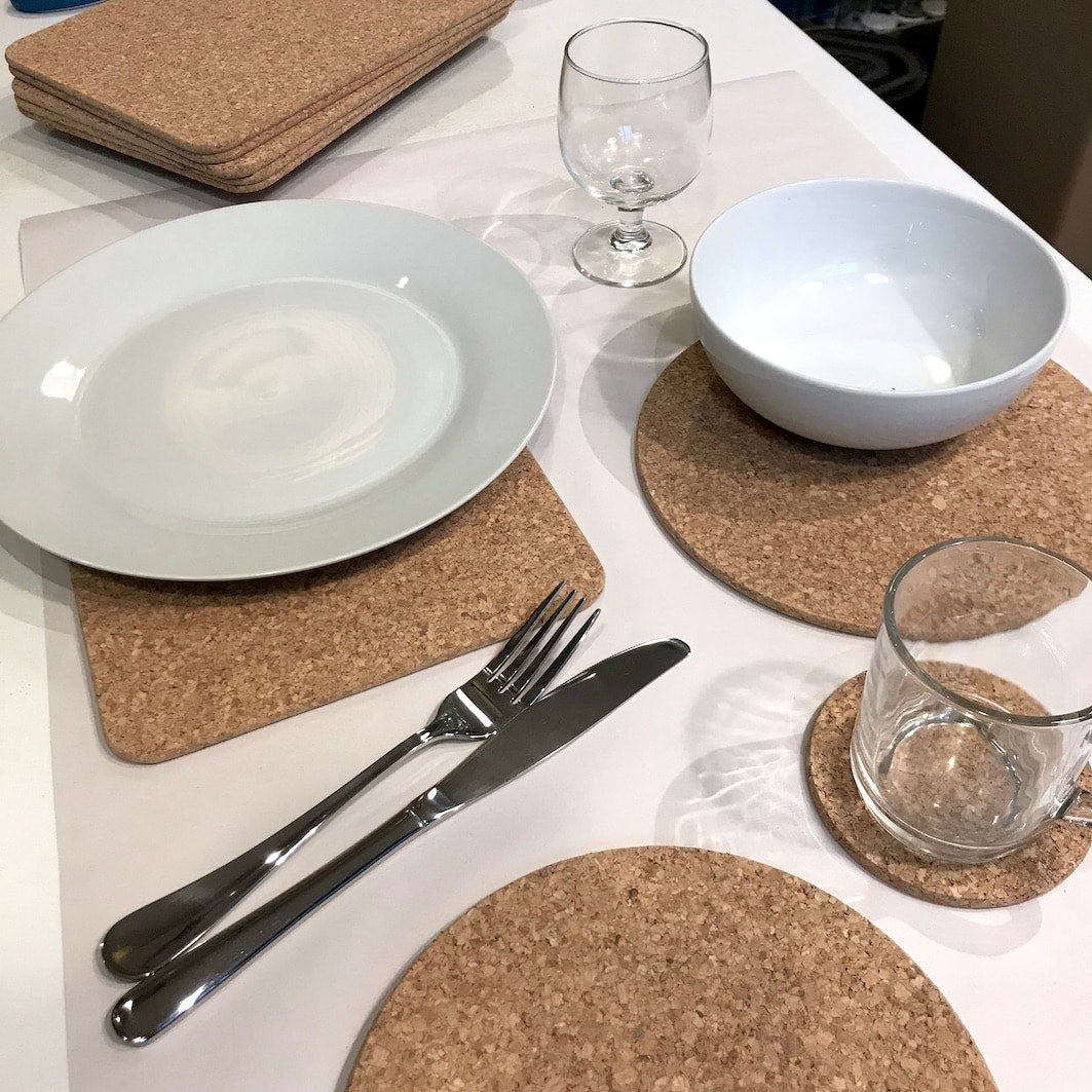 Cork mats coaster table setting 2