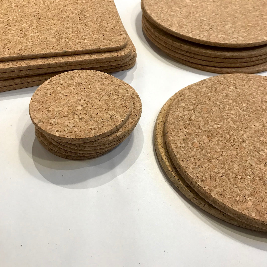 Cork mats coasters stack