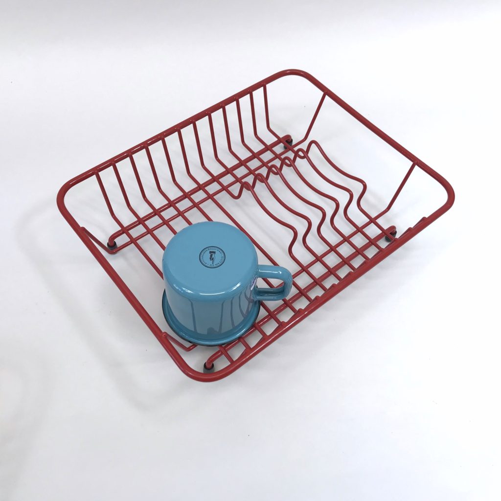 Dish drainer compact red with mug