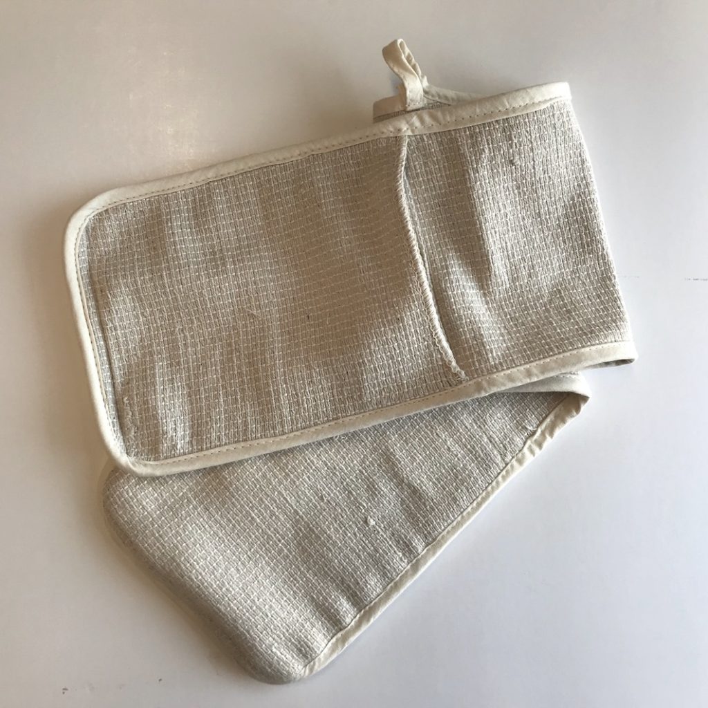 oven mitts woven cotton with piping