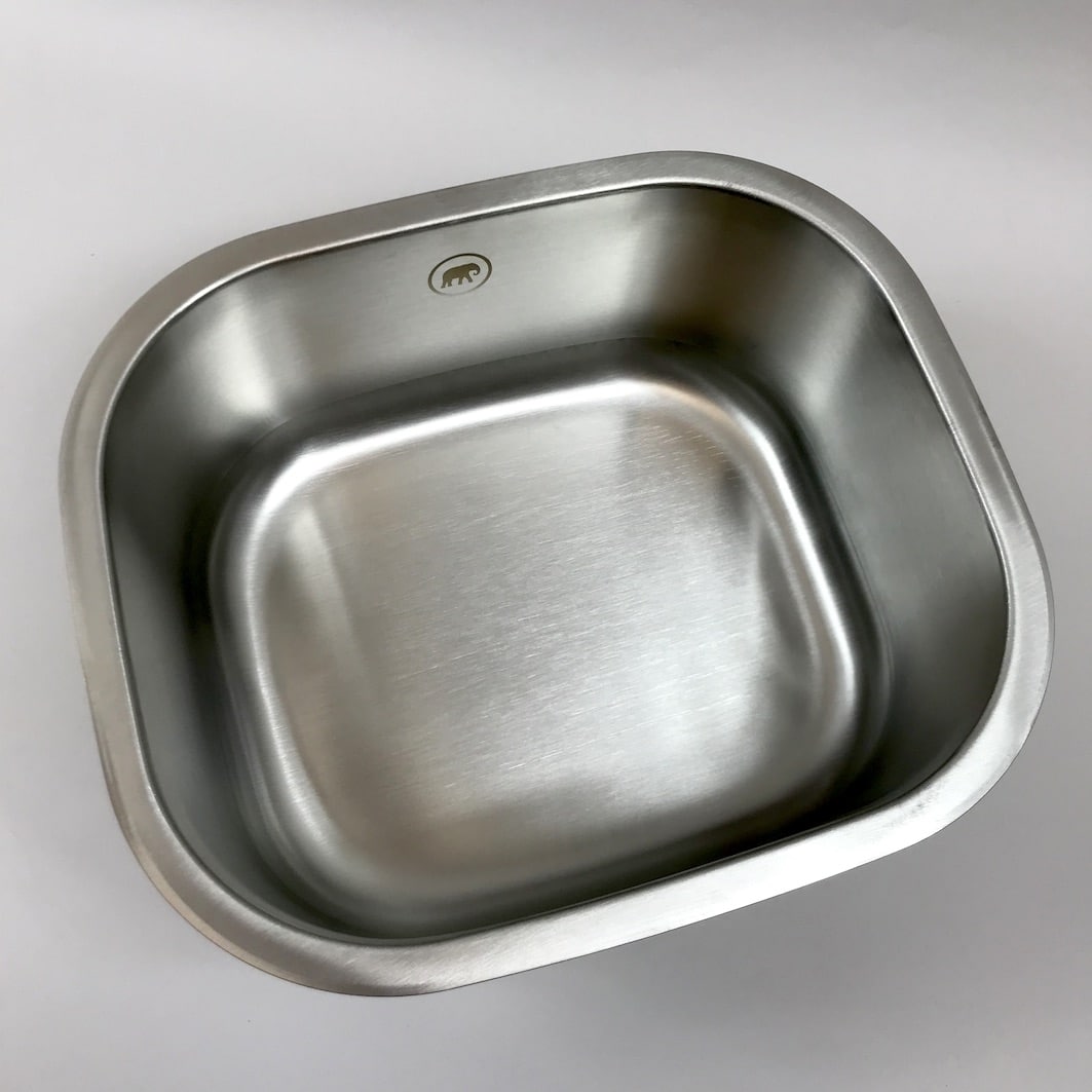 Stainless steel washing up bowl Elephant box above