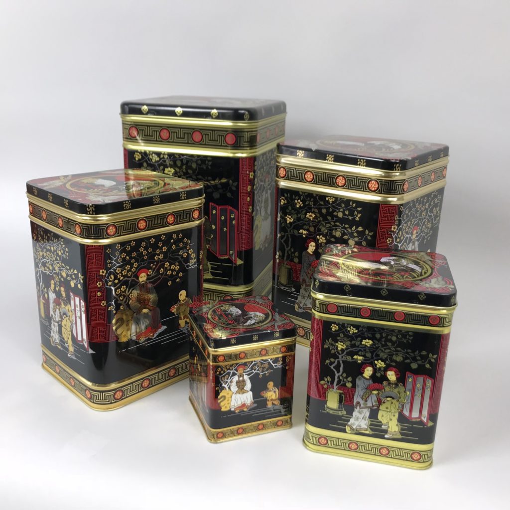 Tea caddies black jap five sizes