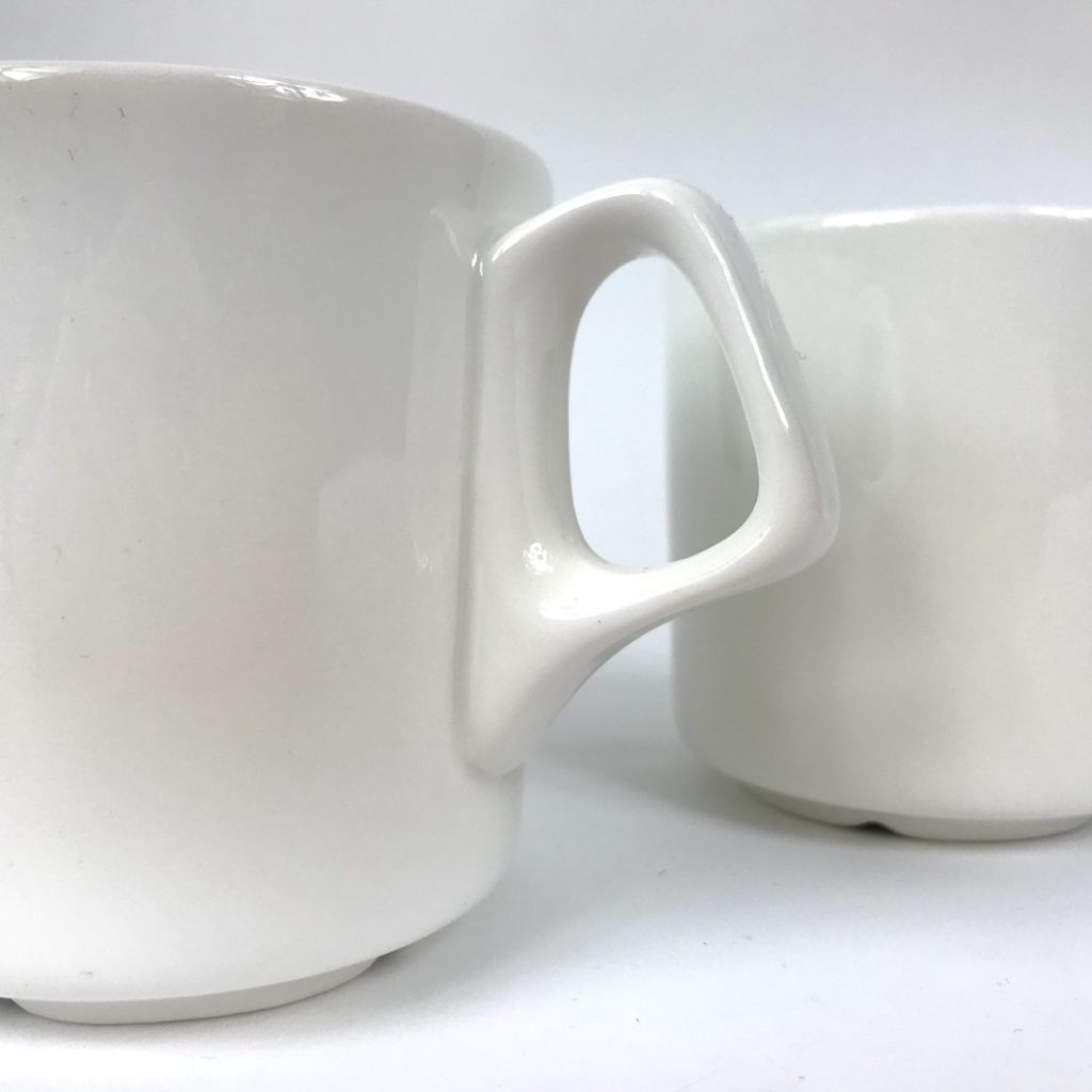 White mugs pair detail