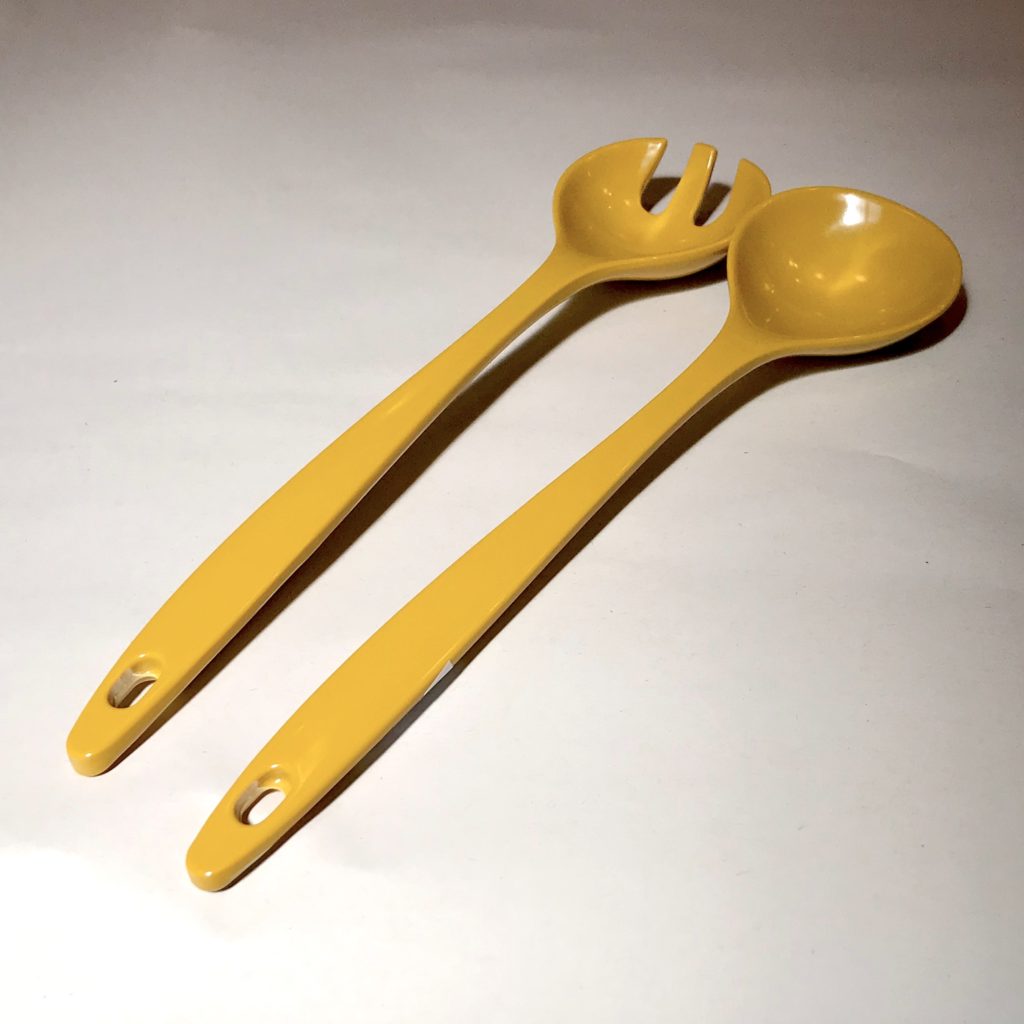 Yellow melamine salad servers