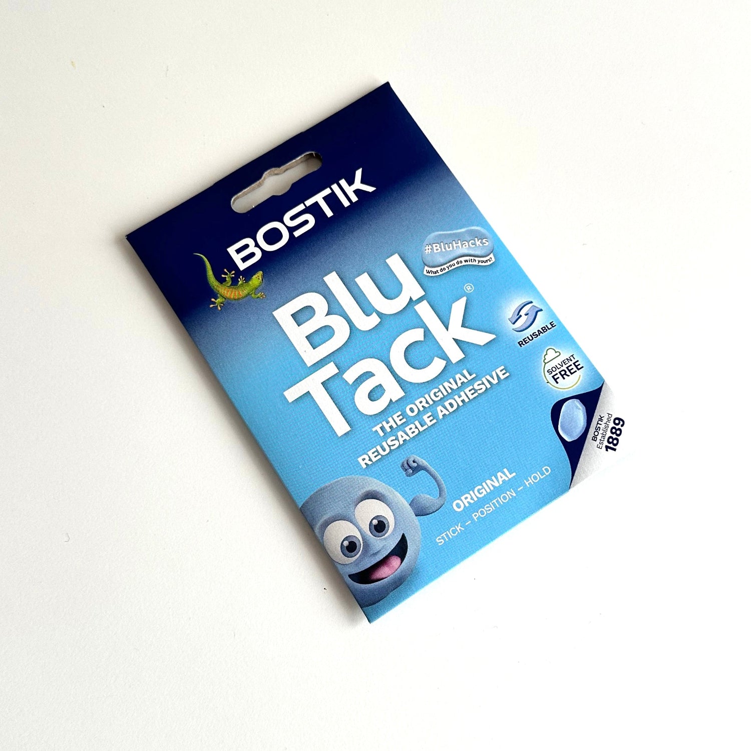 Bostik Blu Tack packaging on a white background