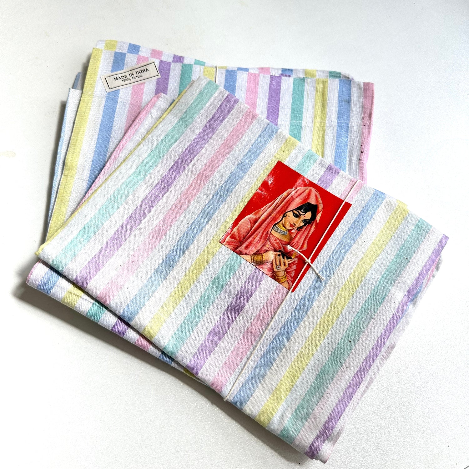striped cotton pillowcases with labels