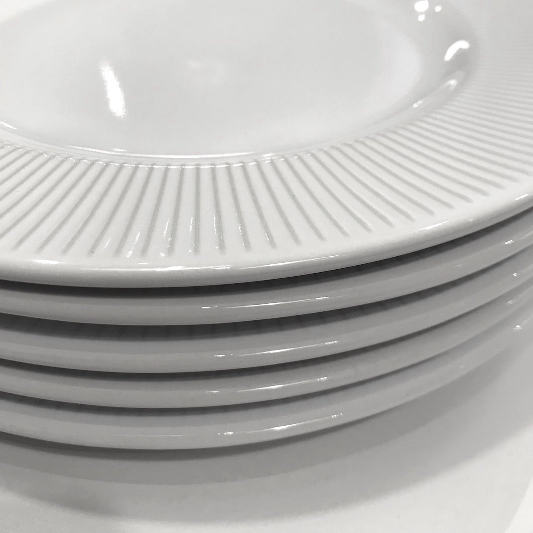 Ribbed off white plates