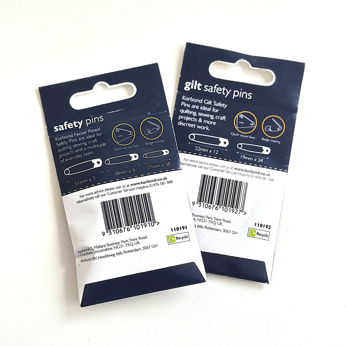 Safety pin packaging