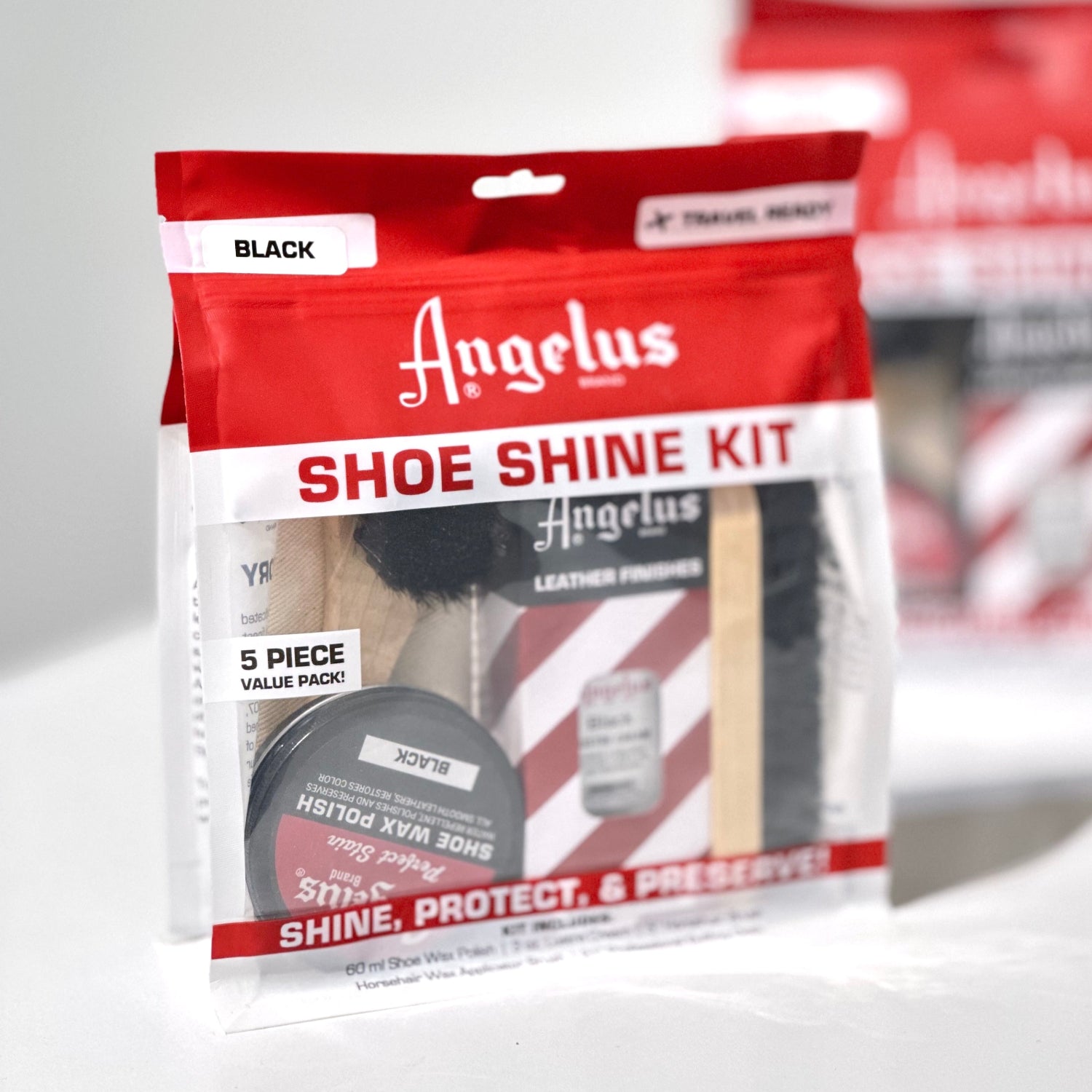 Angelus shoe shine kit packaging on a white background