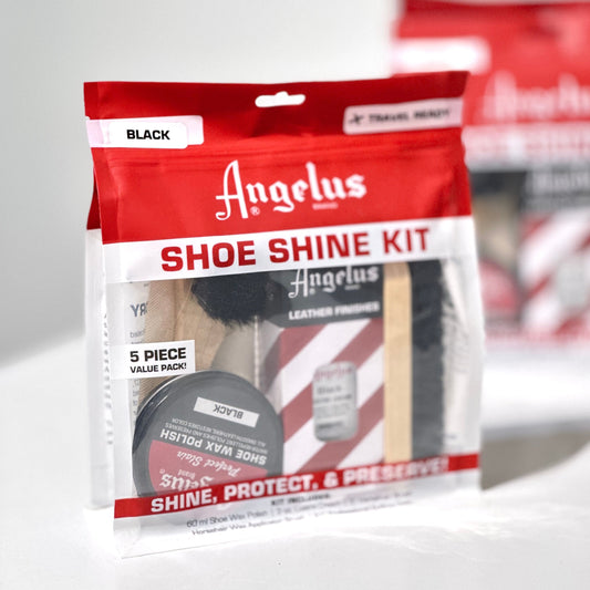 Angelus shoe shine kit packaging on a white background