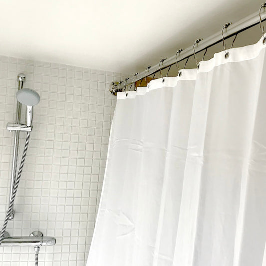 White shower curtain