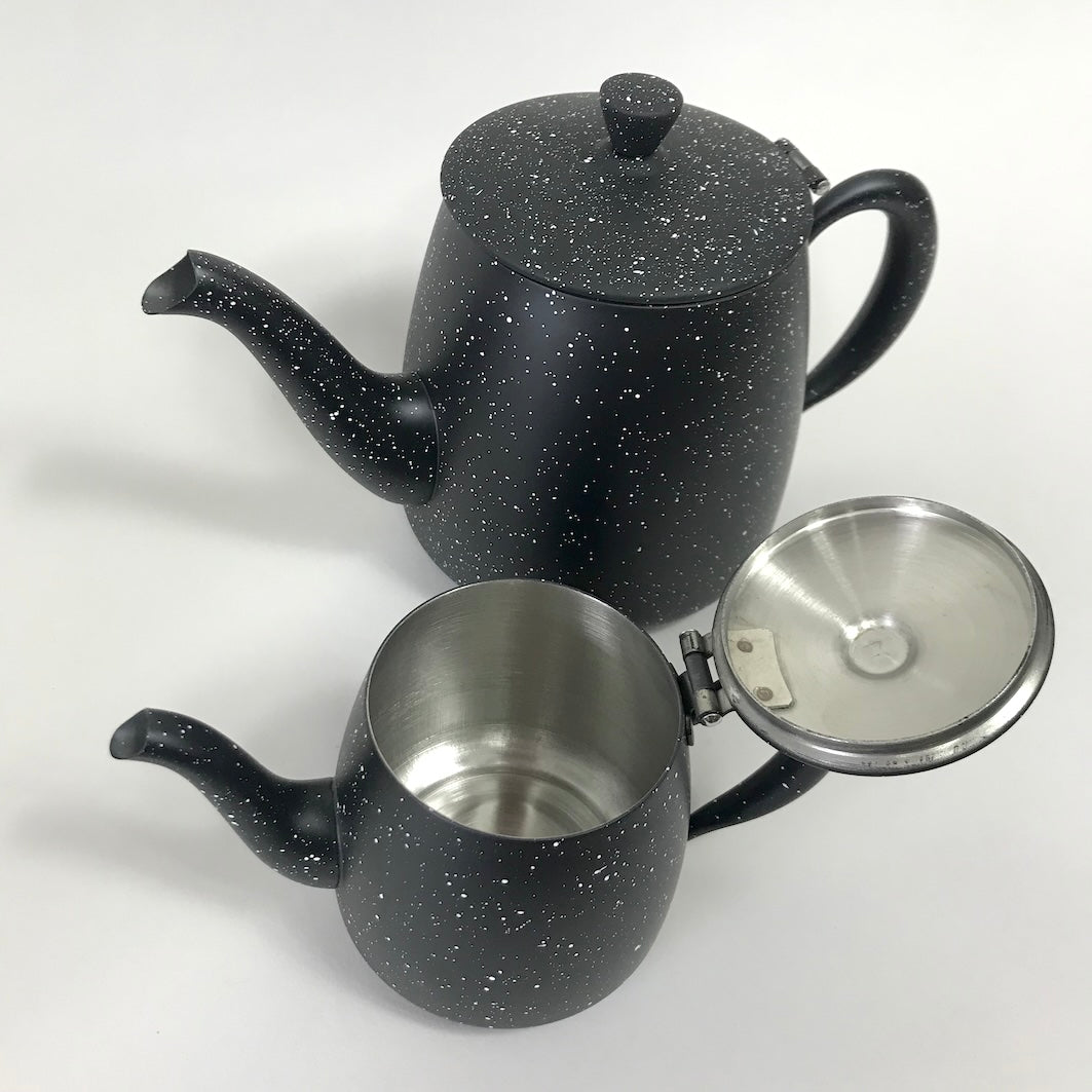 Stainless steel speckled teapot