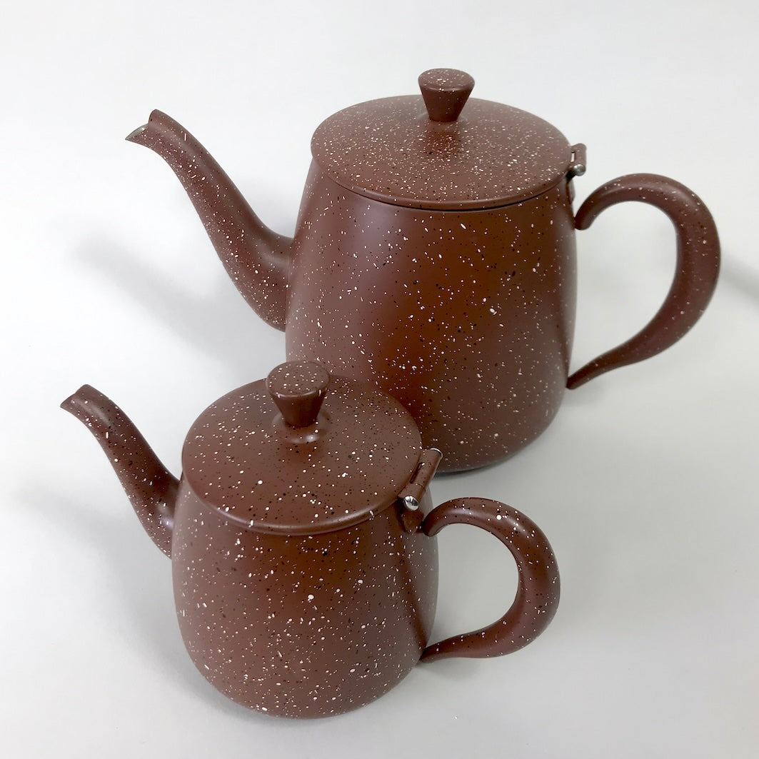 Stainless steel speckled teapot