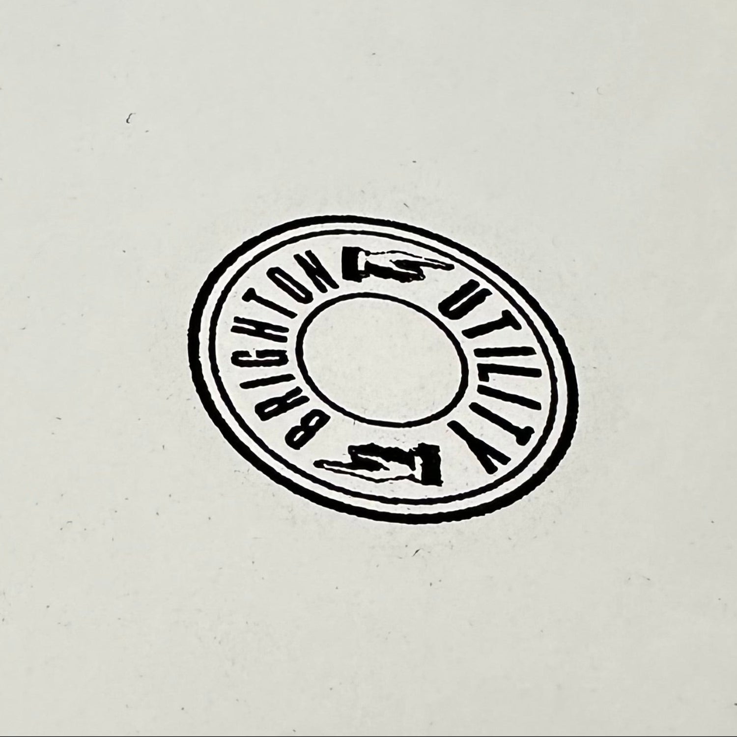 Utility Brighton logo on back of enamel dish
