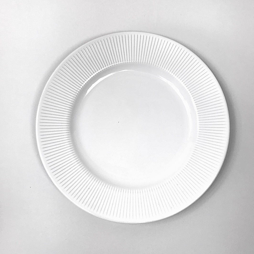 Ribbed off white plates