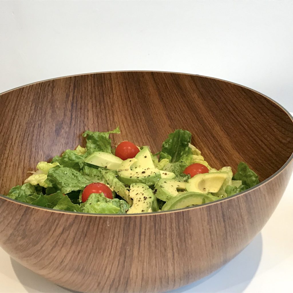 30cm plastic salad bowl with salad side