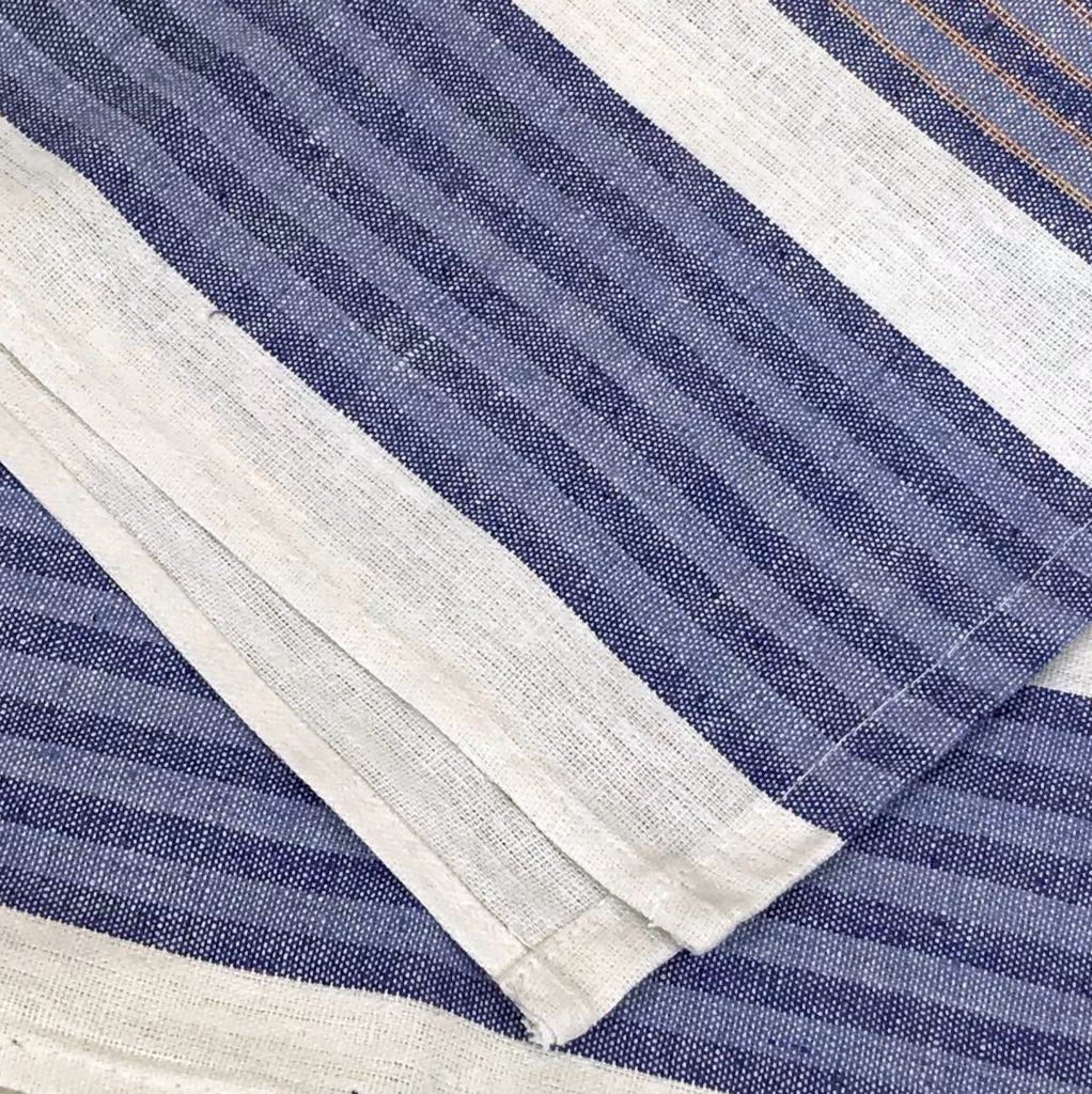 Blue stripe tea towel detail