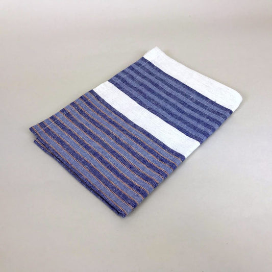 Blue stripe tea towel folded
