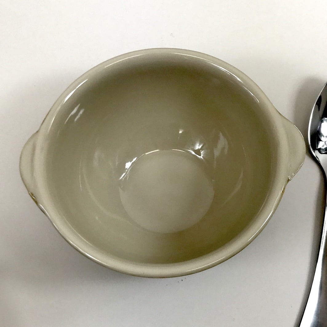 Brown glazed bowl above