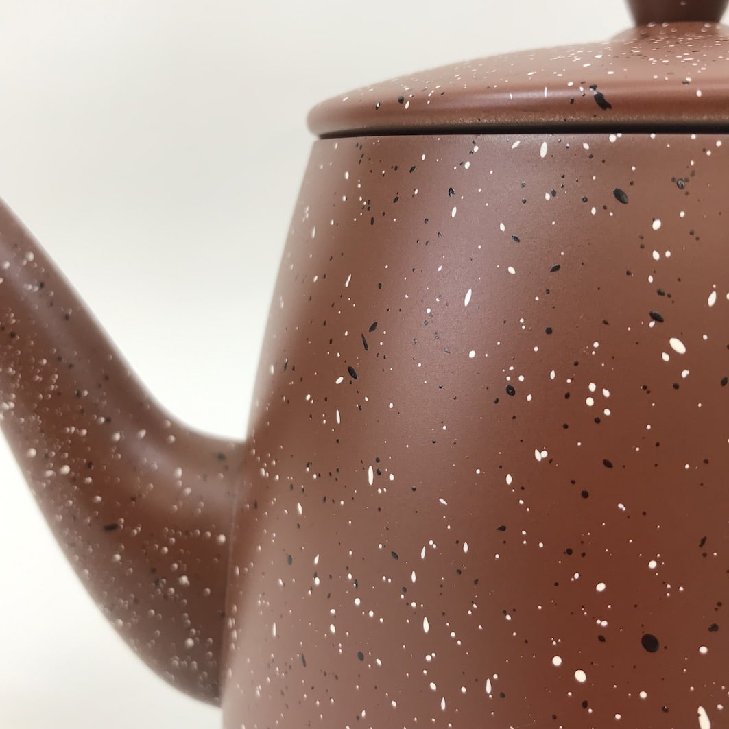 Brown speckled teapot detail