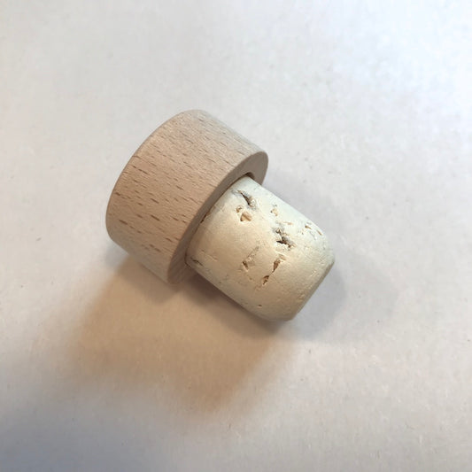 Cork and wood bottle stopper