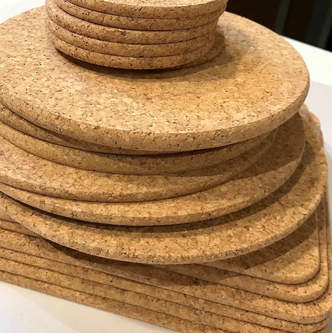 Cork place mats coasters stack