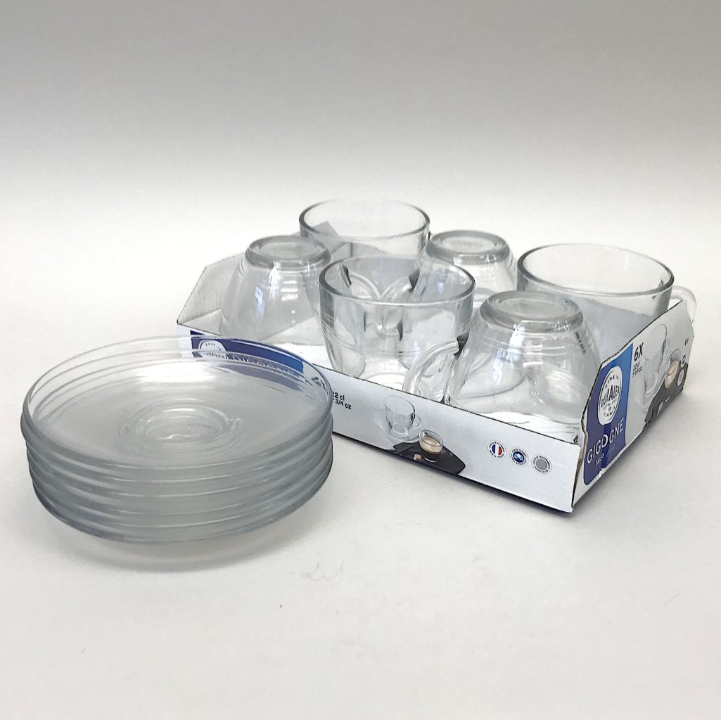 Duralex cups and saucers x 6 set