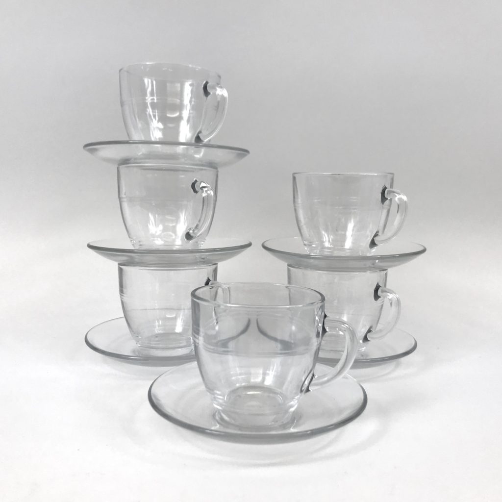 Duralex cups and saucers x 6 stacks