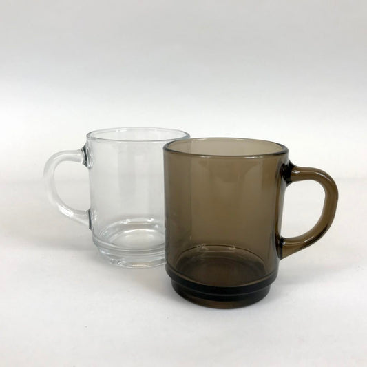 Duralex mugs smoked glass and clear