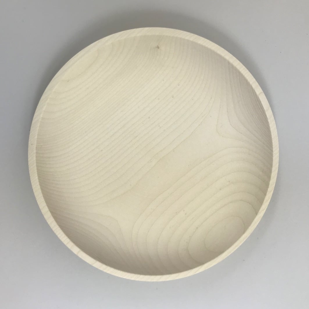 Flat wooden dish above