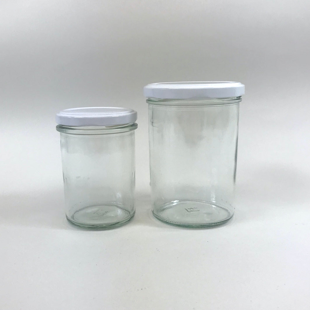 Jam jars small and large white lid 3