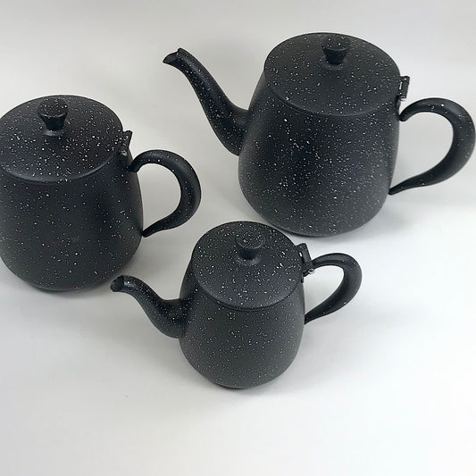 Stainless steel teapots speckled finish 3 sizes