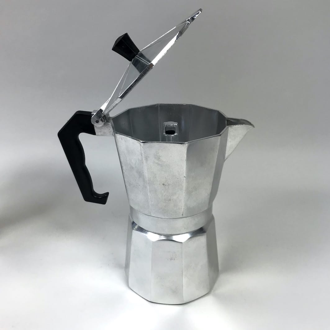 Moka espresso stove top coffee pot lid open