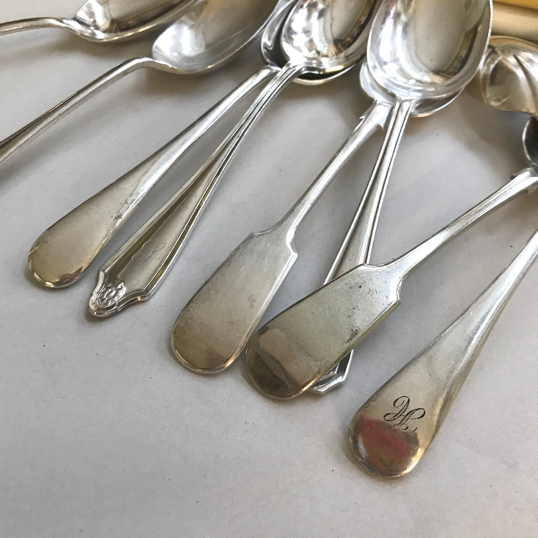 Silver plate dessert spoon handles