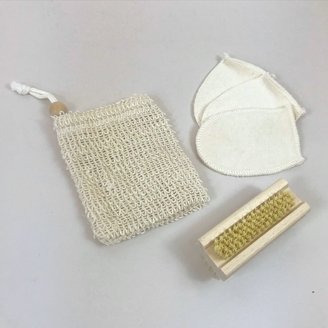 Sisal soap mitt make up remover mitt and nailbrush