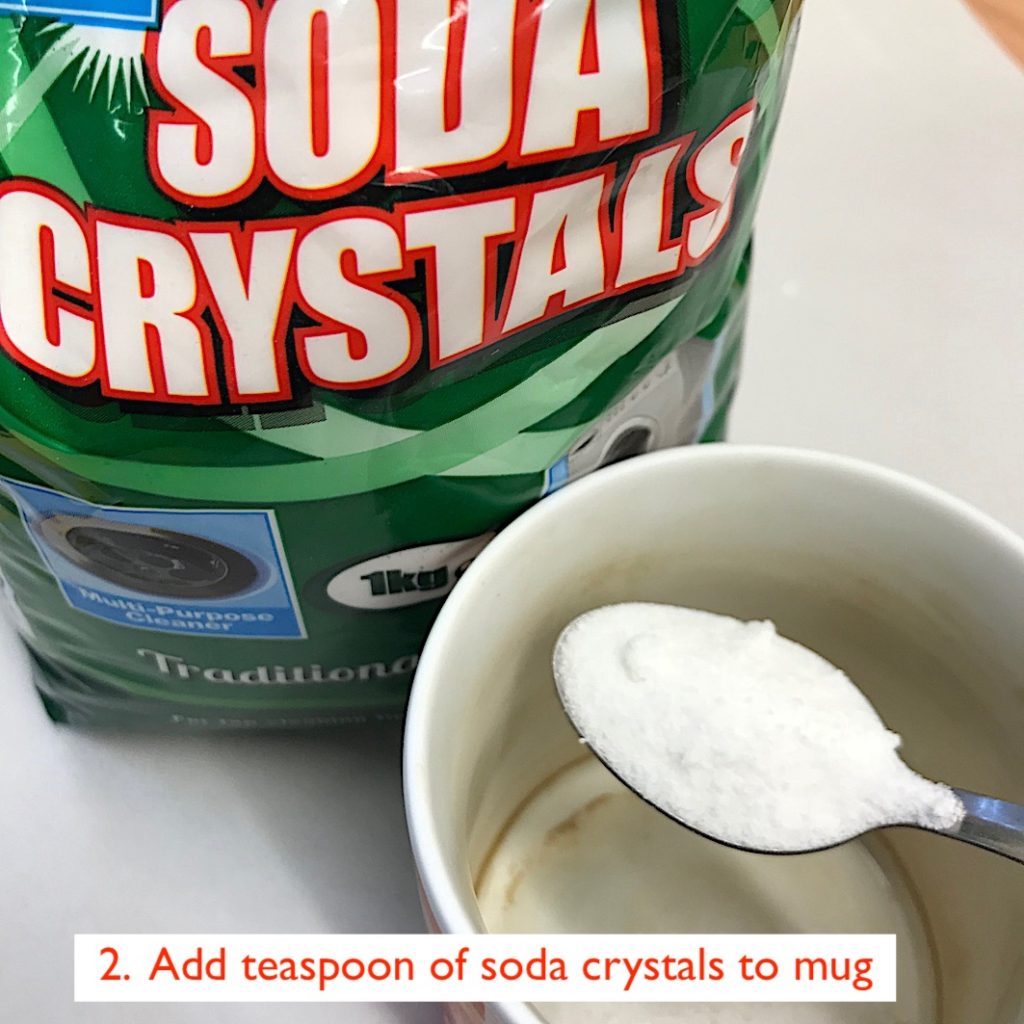 Soda crystals teaspoon mug