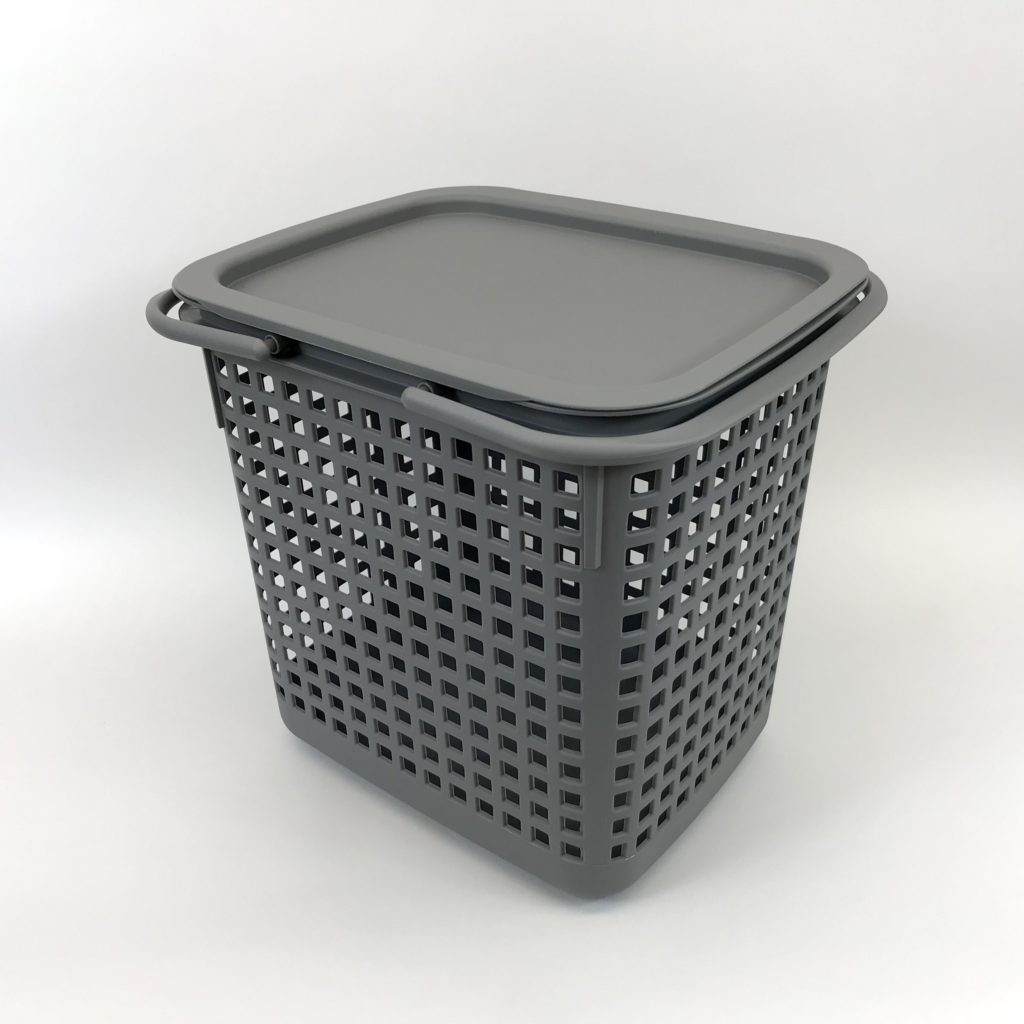 Stacking storage basket Hachiman large grey with lid