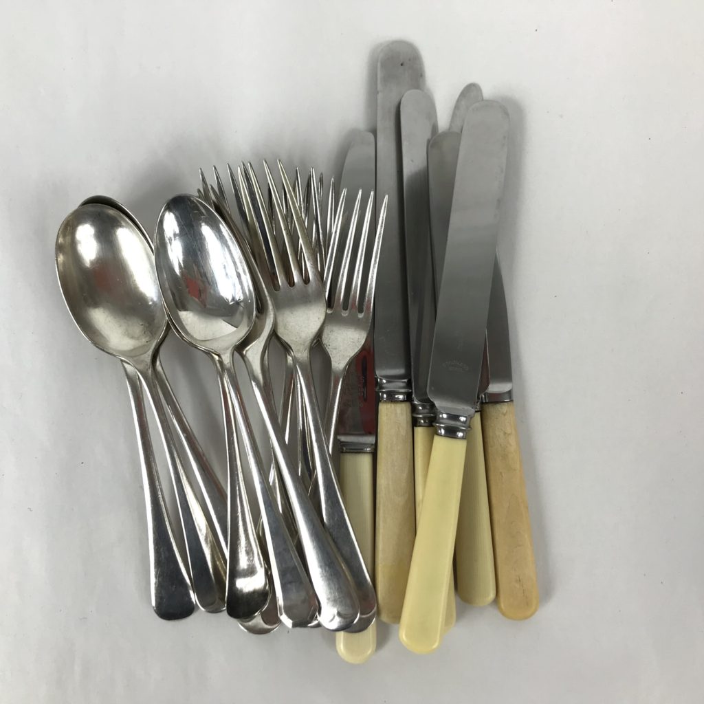 Vintage knife fork spoon silver plate six each