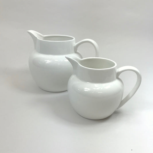 Whiteware porcelain bellied jugs