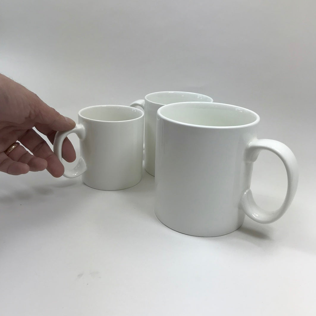 Very large white mugs