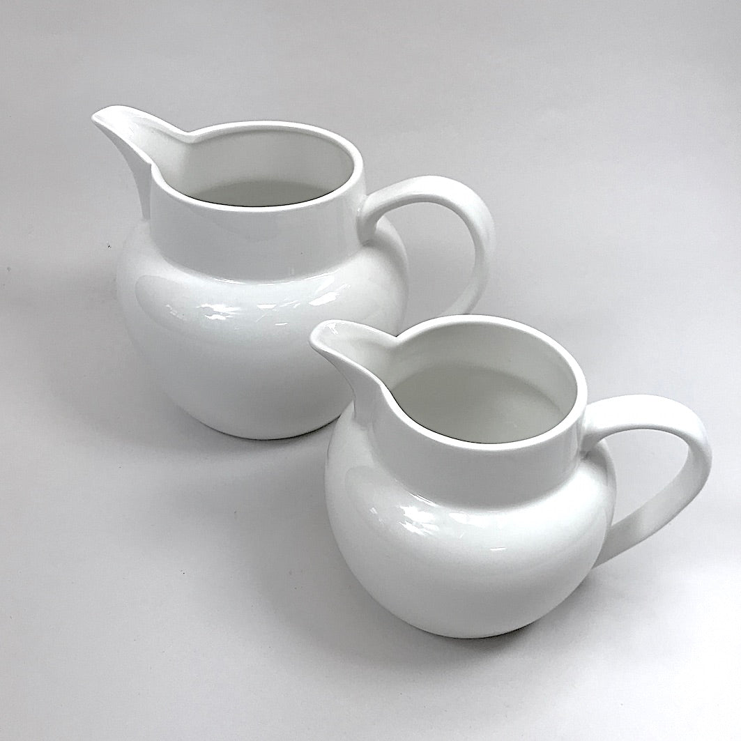 Whiteware bellied jugs above