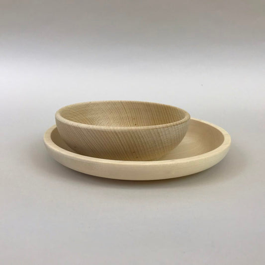 Wooden bowl and dish beechwood